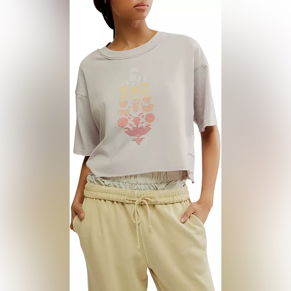 FP Movement by Free People Lavender Cropped Tee with Gradient Heart